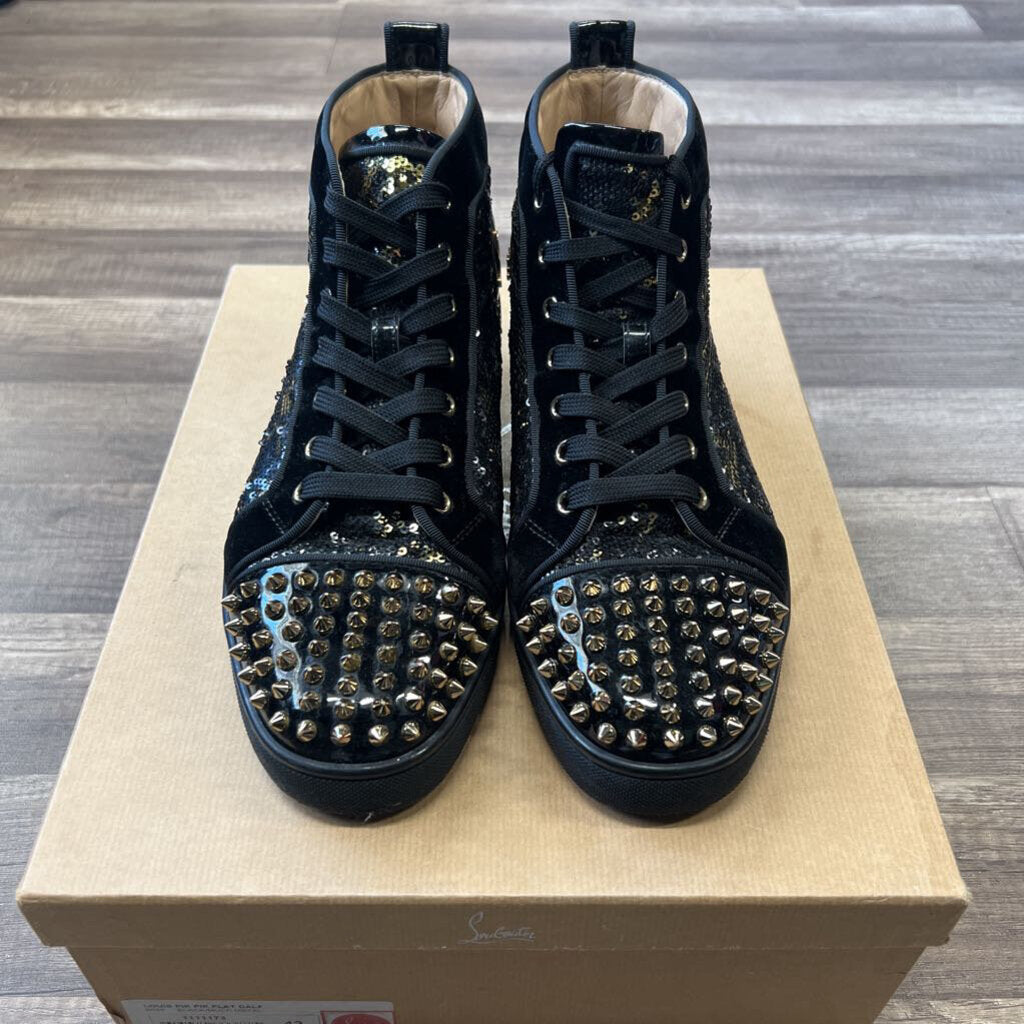 Christian Louboutin black gold spikes
