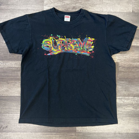 supreme shirt black multicolor paint splatter