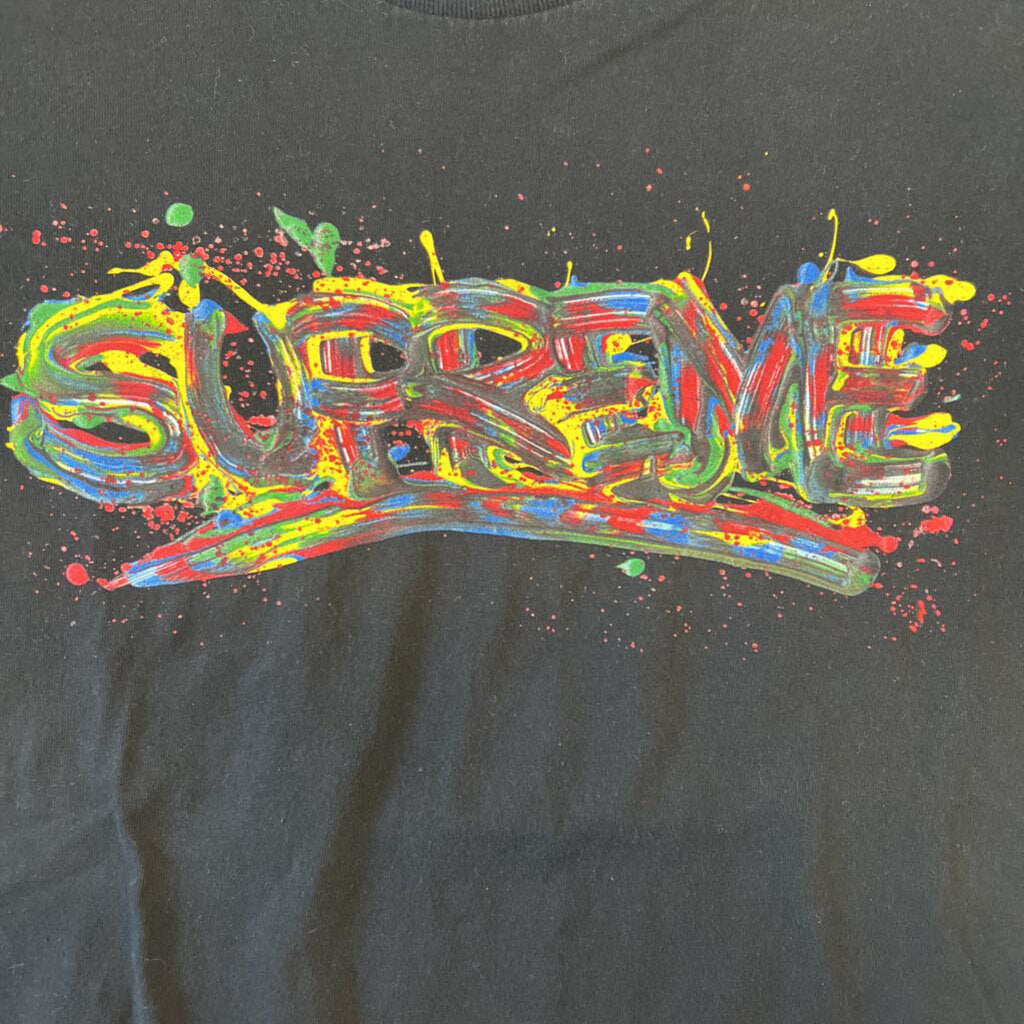 supreme shirt black multicolor paint splatter
