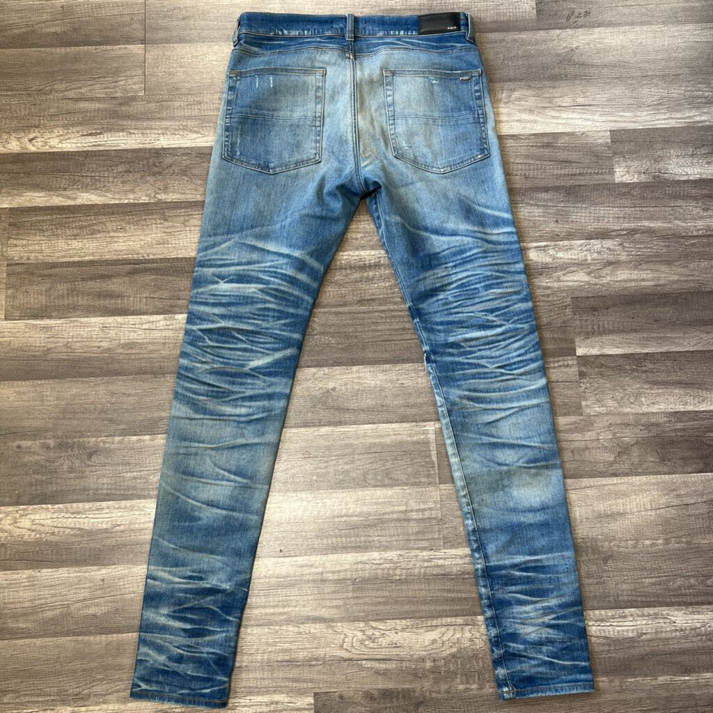 Amiri jeans blue mx1 blue white patch
