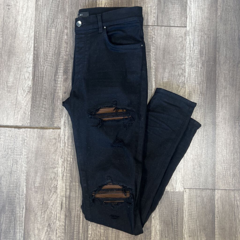 Amiri jeans black mx1 brown patch