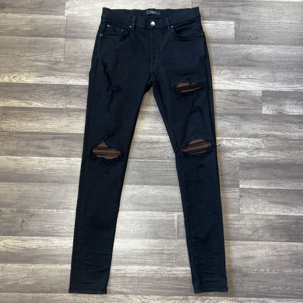 Amiri jeans black mx1 brown patch