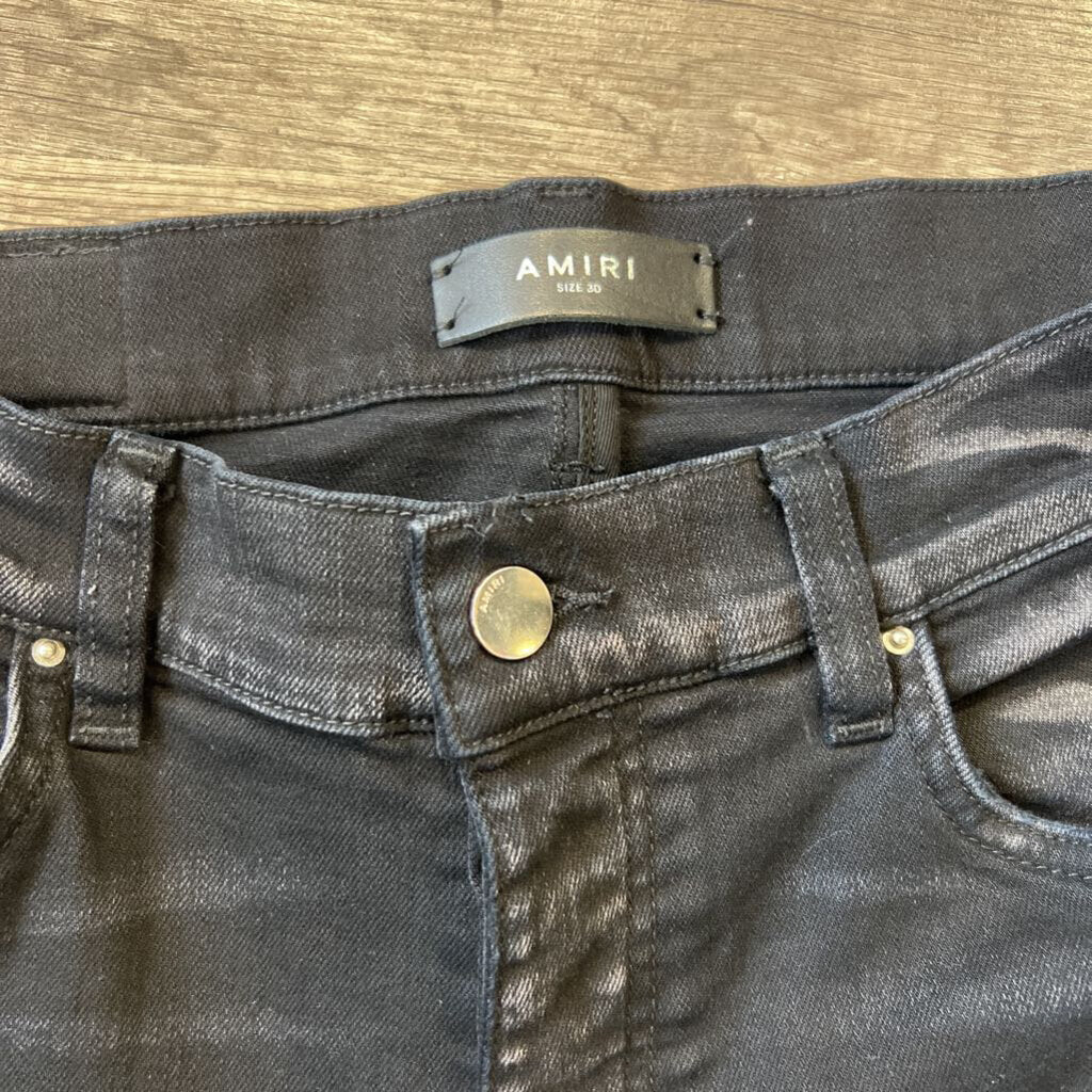 Amiri jeans black camo bone patch
