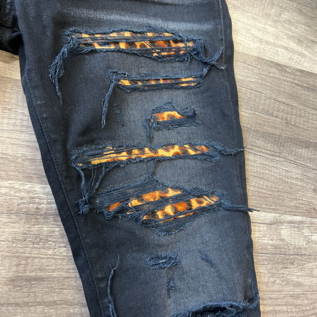Amiri jeans black leopard print
