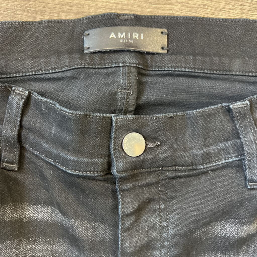 Amiri jeans black leopard print