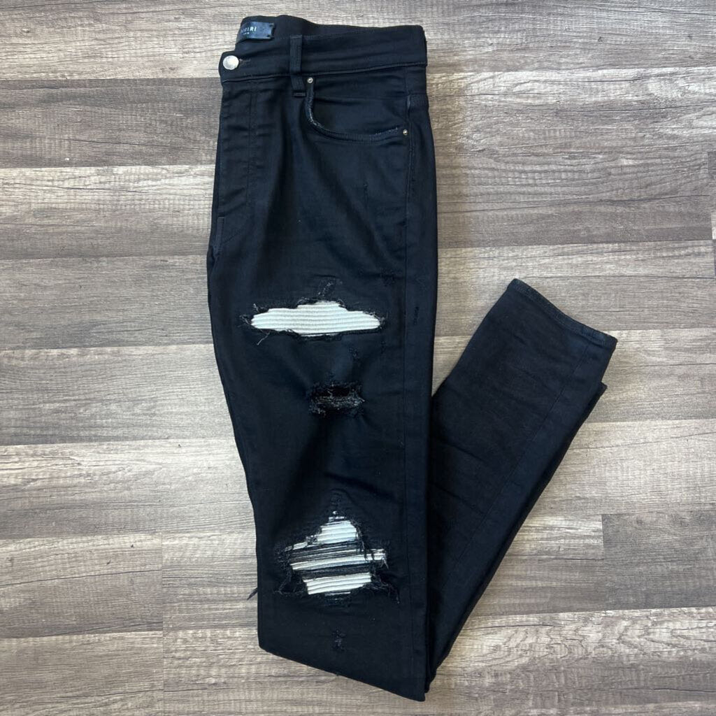 amiri jeans black mx1 silver patch