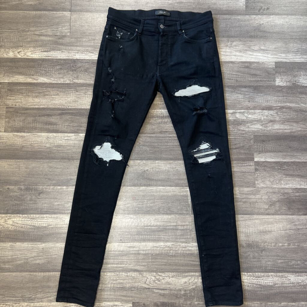 amiri jeans black mx1 silver patch