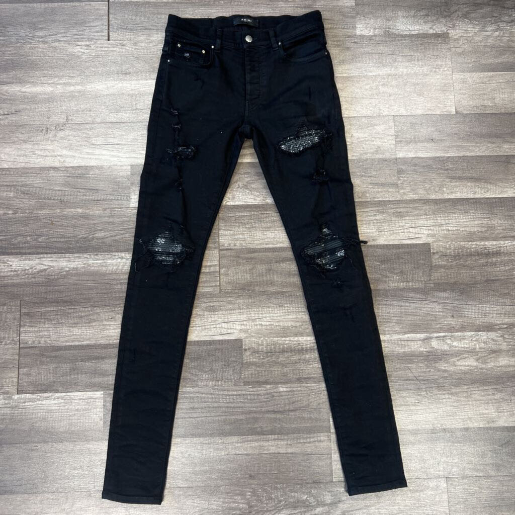amiri jeans black mx1 bandana patch