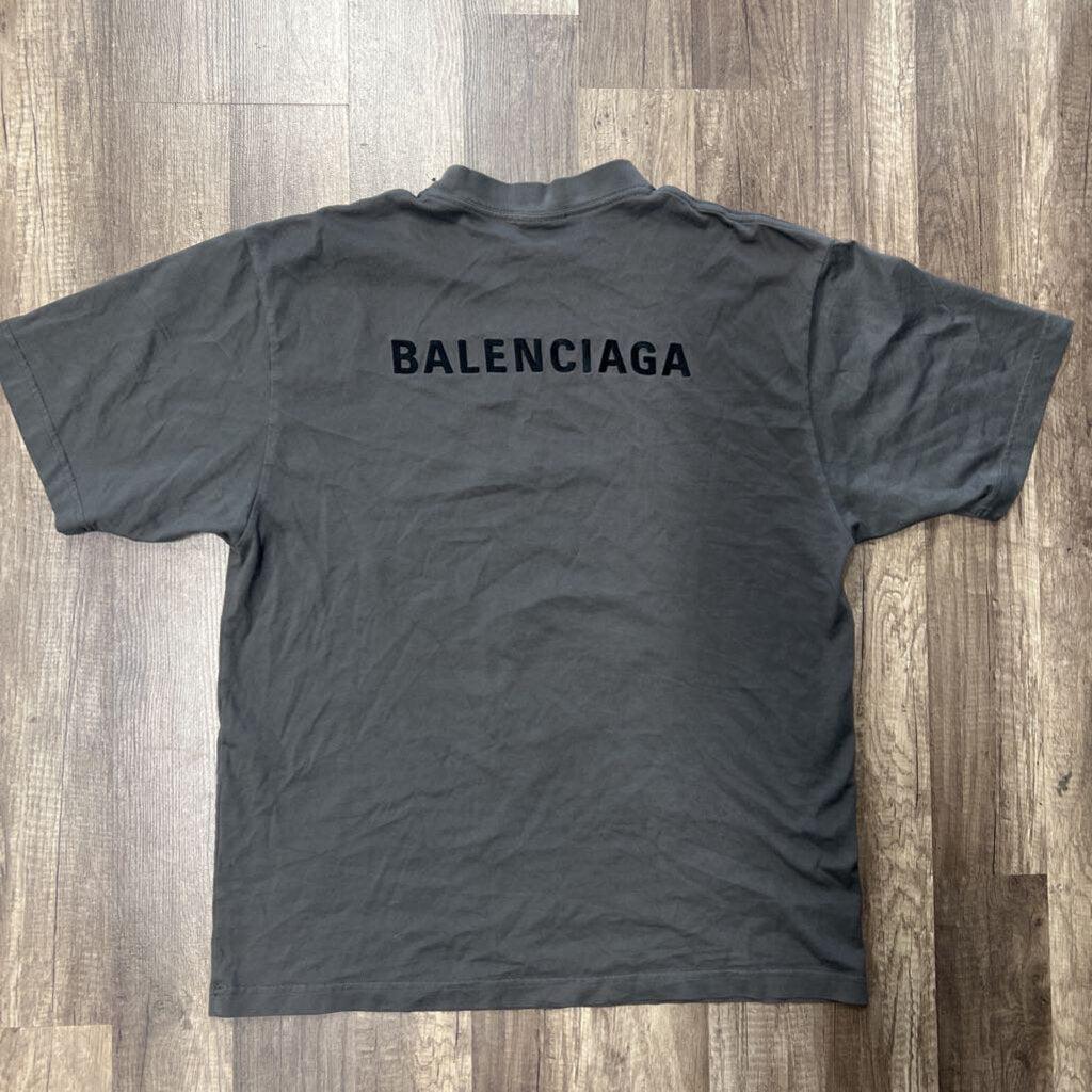 Balenciaga grey shirt black logo