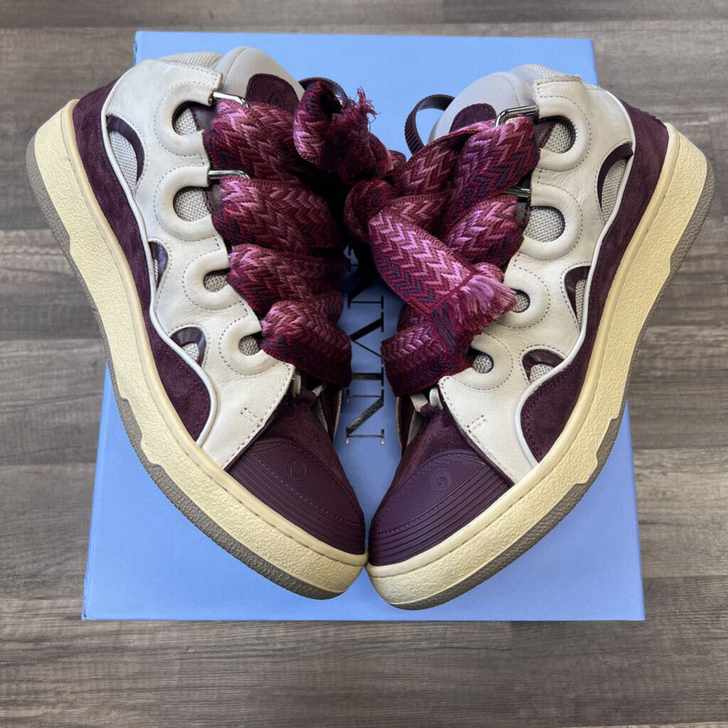 Lanvin Curb Sneaker Burgundy Beige