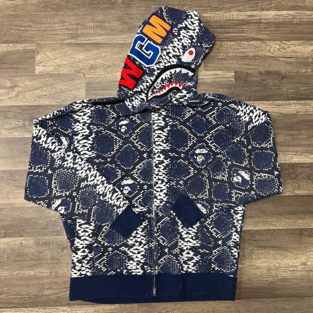 Bape Hoodie Blue Snakeskin