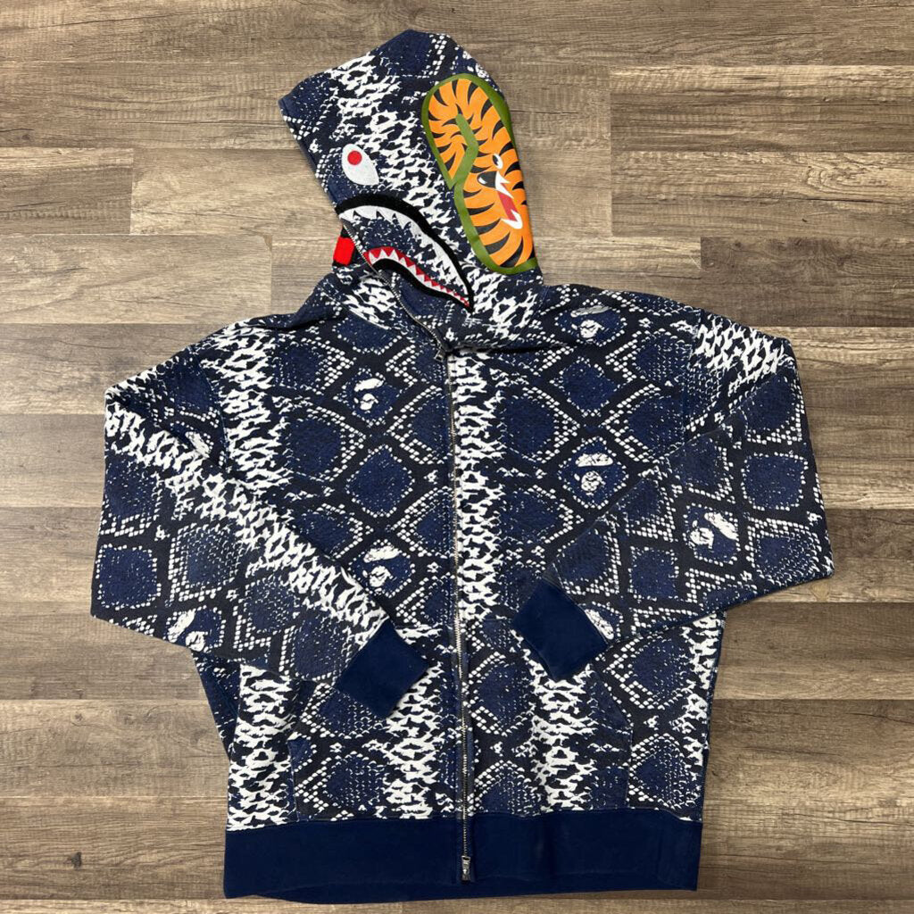 Bape Hoodie Blue Snakeskin
