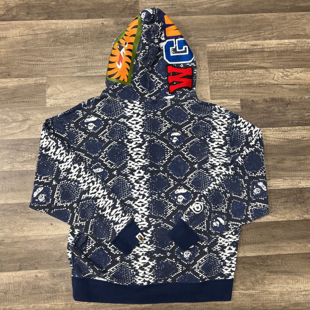 Bape Hoodie Blue Snakeskin