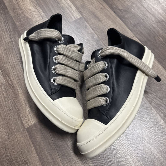 Rick owens leather black low jumbo lace (no box)