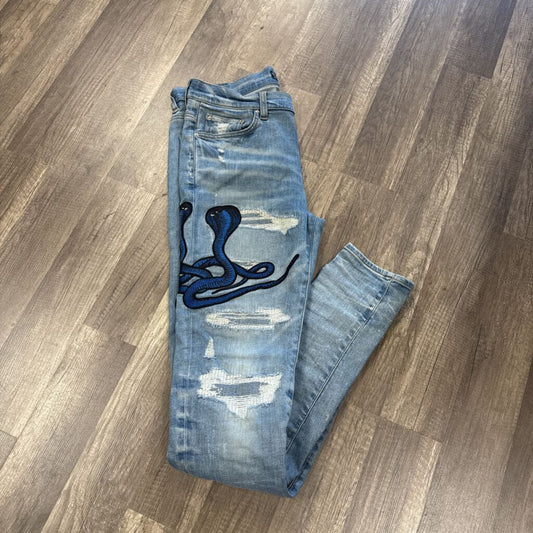 Amiri jean blue snake patch