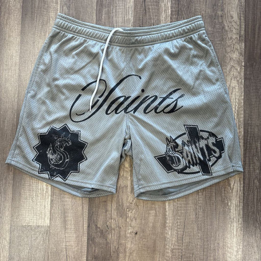 Saints Grey Mesh Shorts
