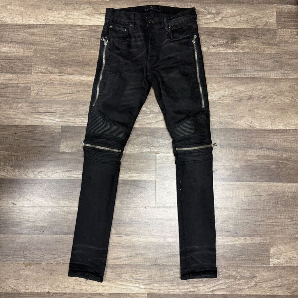 Amiri Jean Black Biker Patch