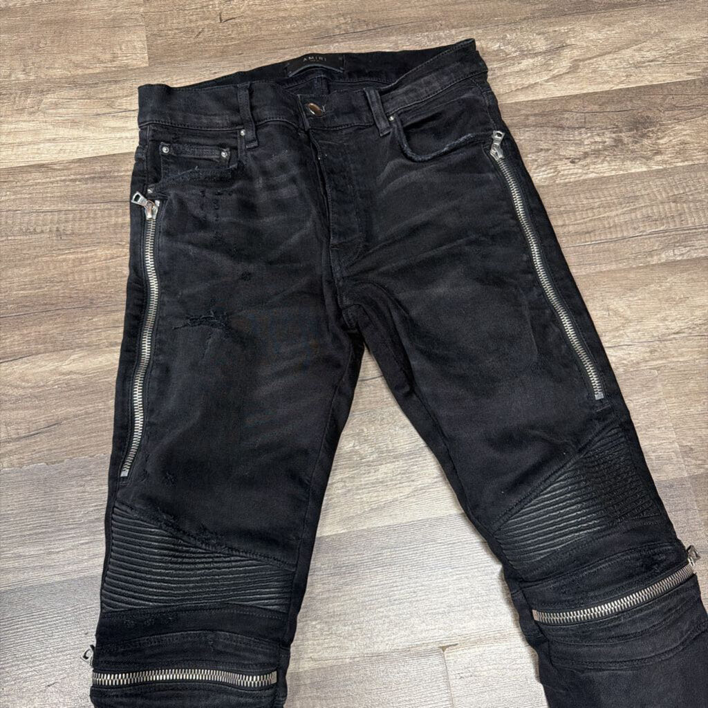 Amiri Jean Black Biker Patch