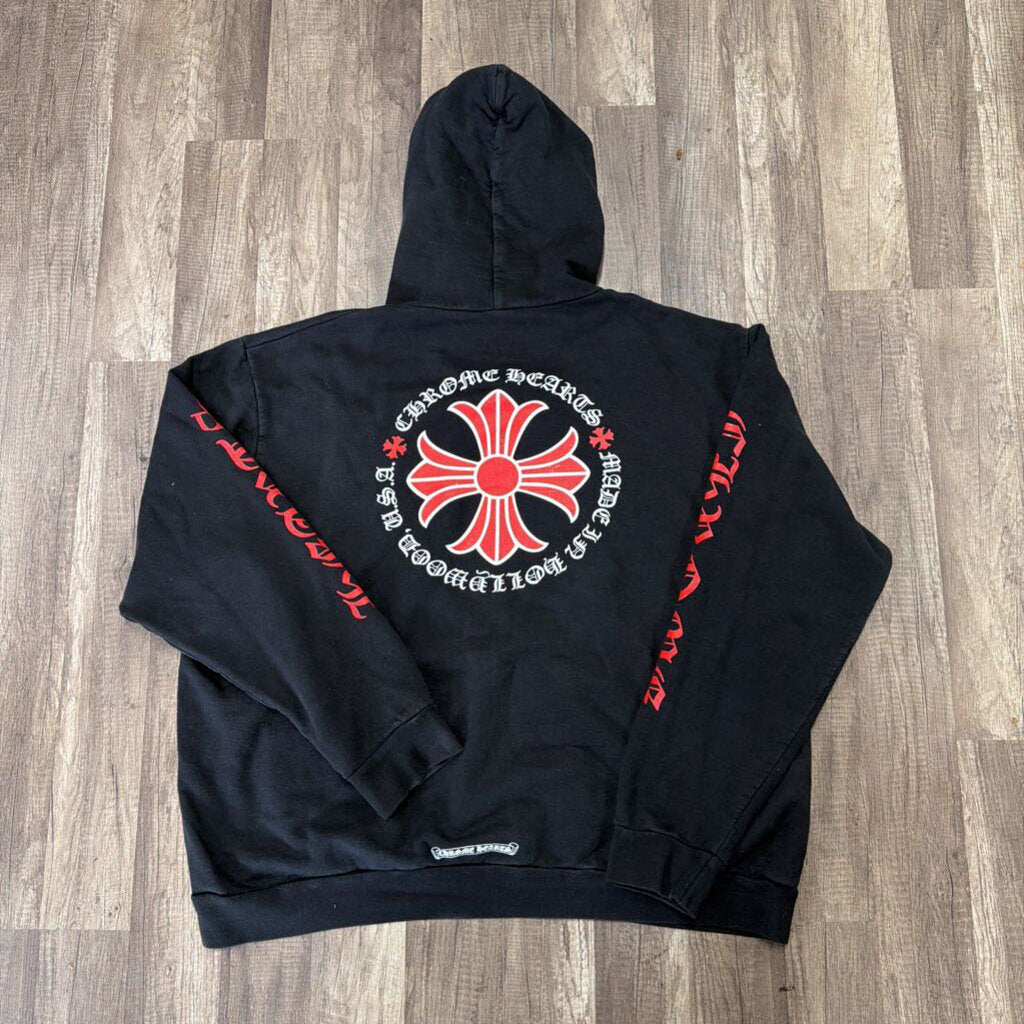 Chrome Hearts Plus Hoodie Black Red