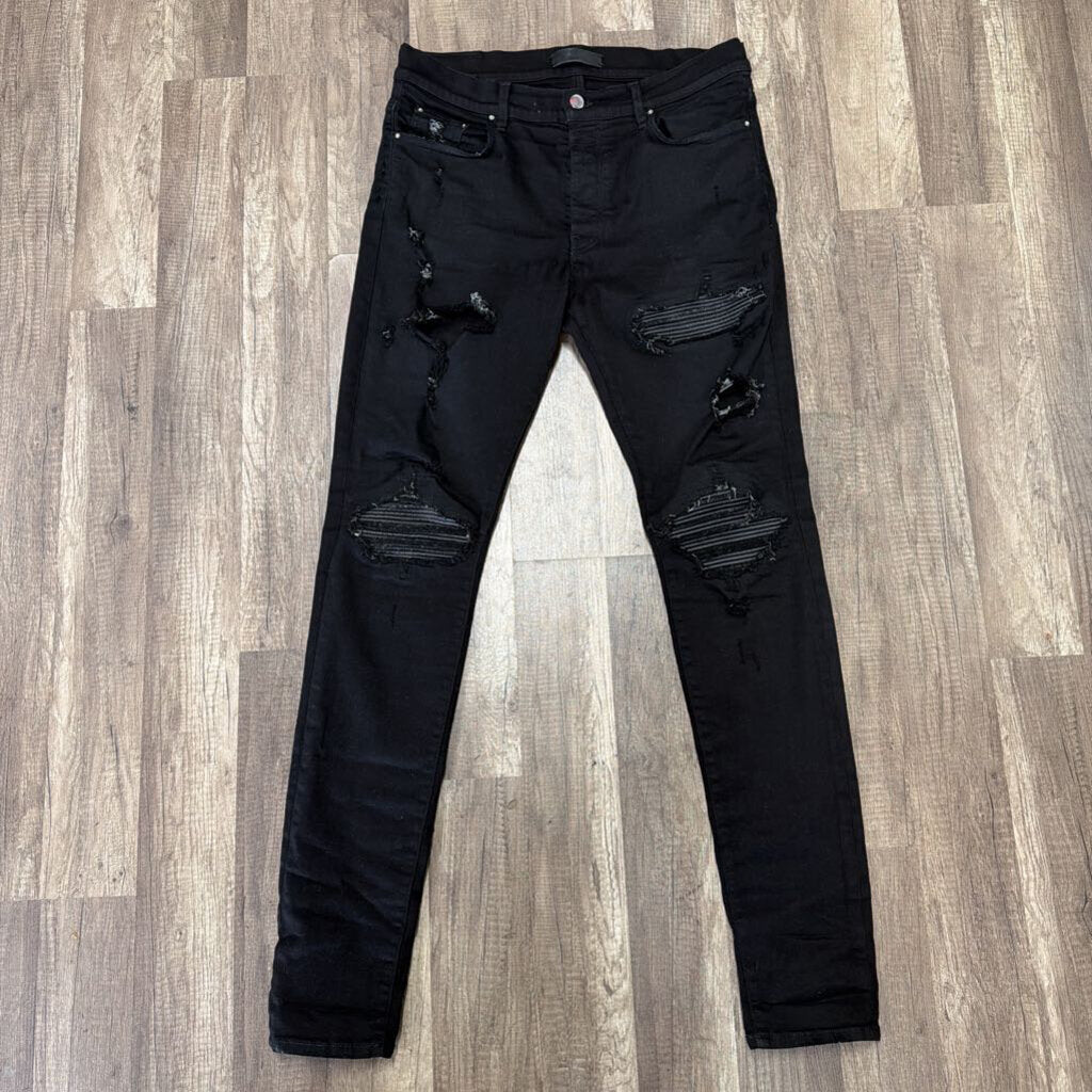 Amiri Jean Mx1 Black Leather Patch
