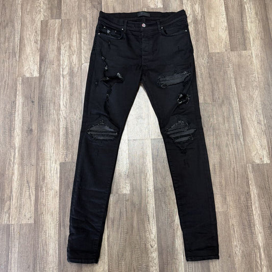 Amiri Jean Mx1 Black Leather Patch