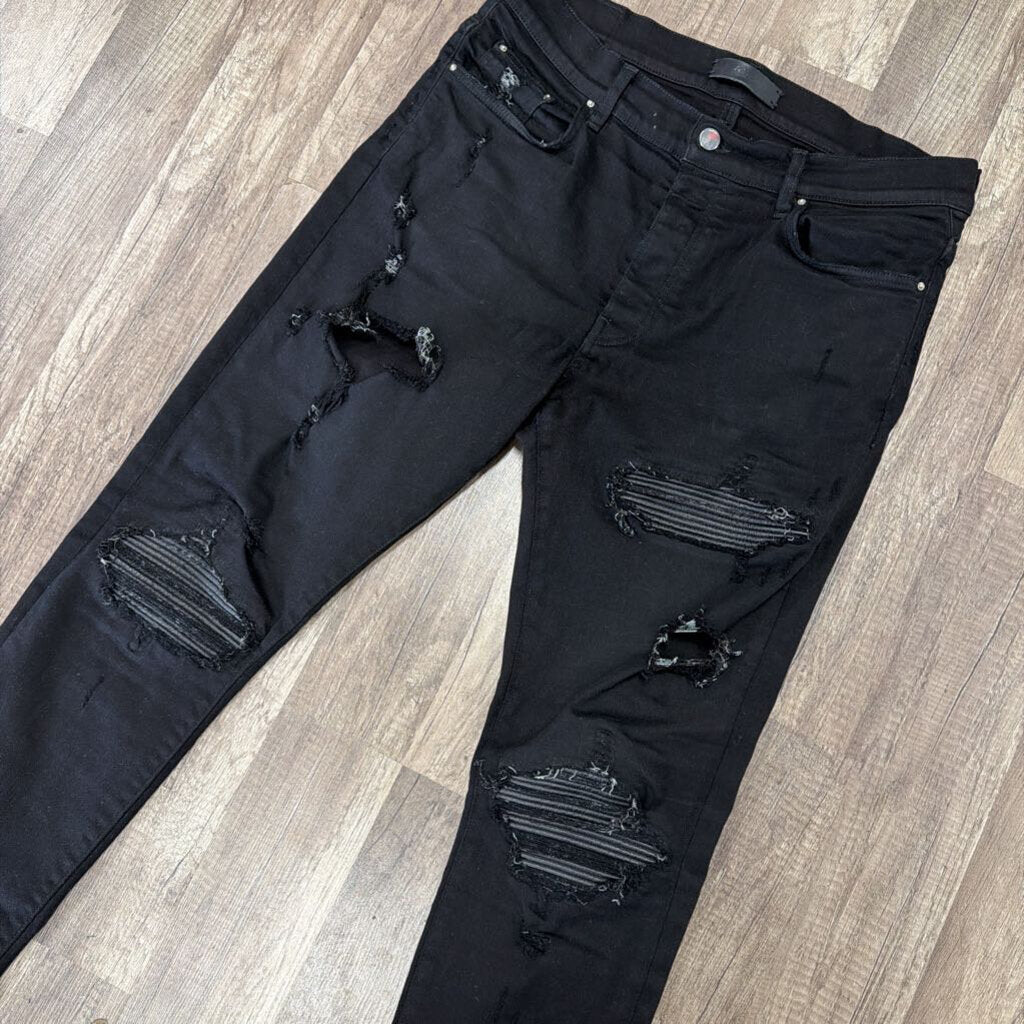 Amiri Jean Mx1 Black Leather Patch