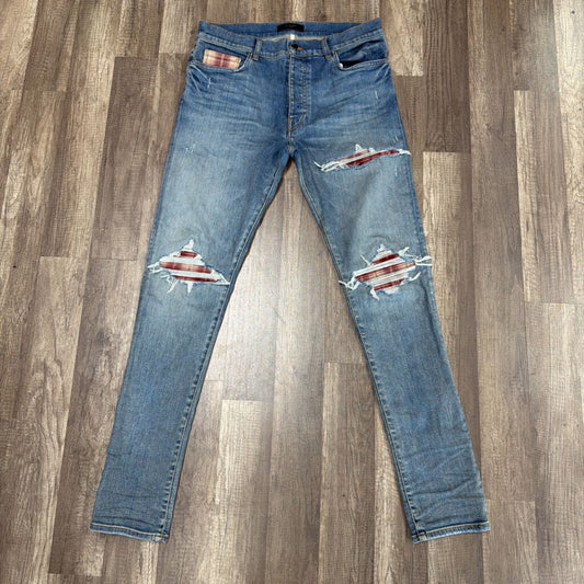 Amiri Jean Mx1 Burgundy Plaid