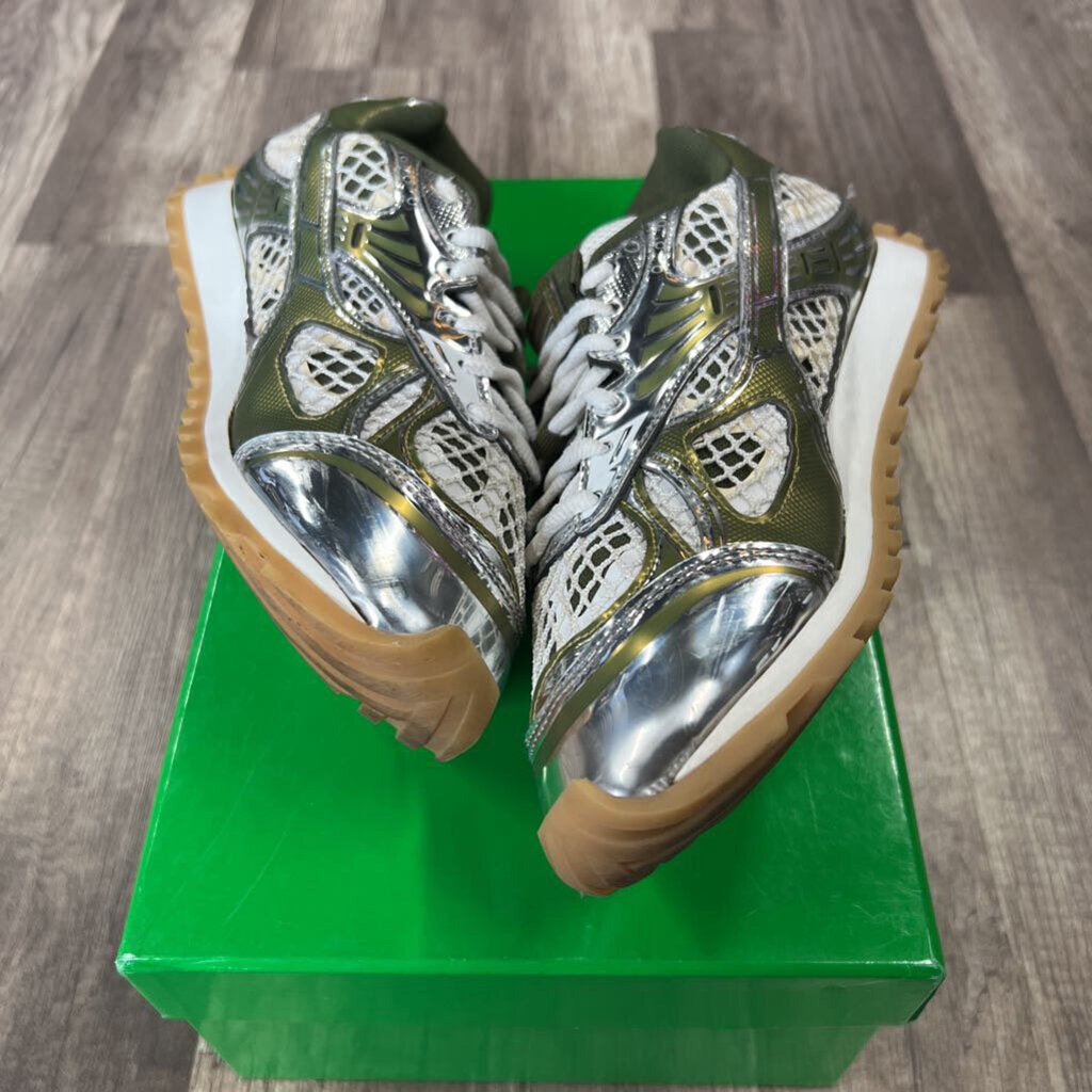 Bottega Veneta Orbit Olive Silver