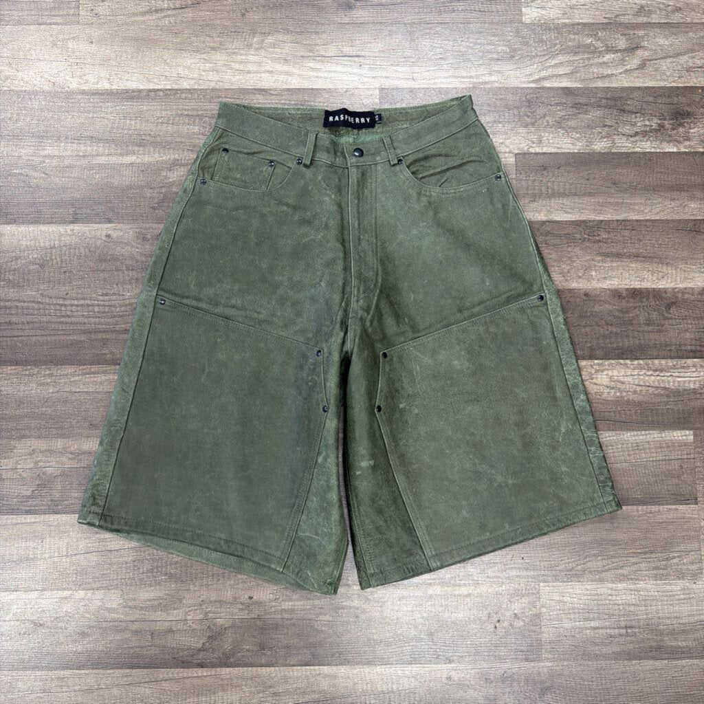 Raspberry Hills Leather Shorts Olive