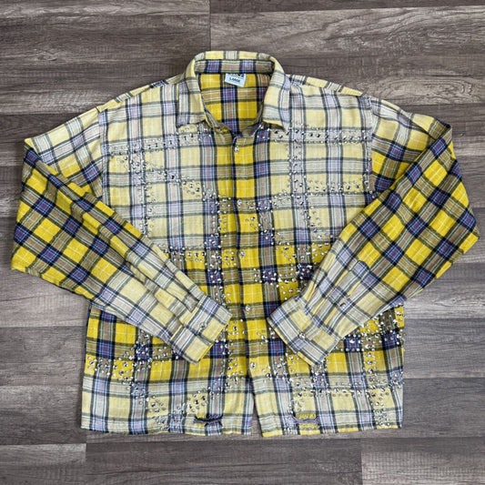 Vale Yellow Rhinestone Flannel Shirt