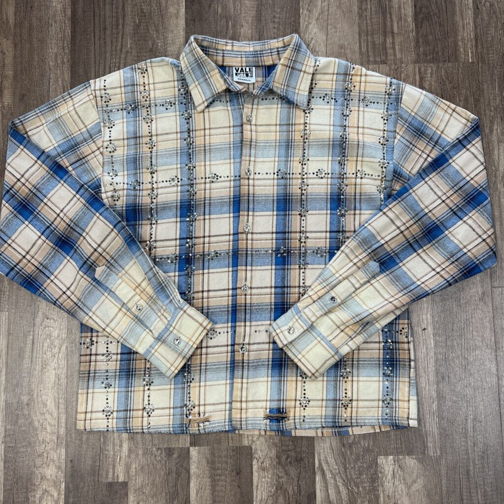 Vale Blue Rhinestone Flannel Shirt