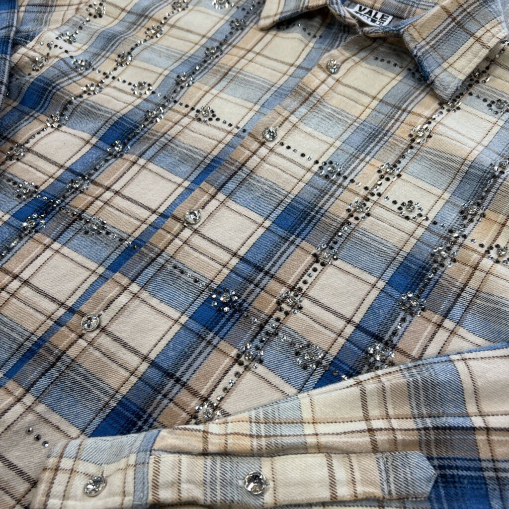 Vale Blue Rhinestone Flannel Shirt