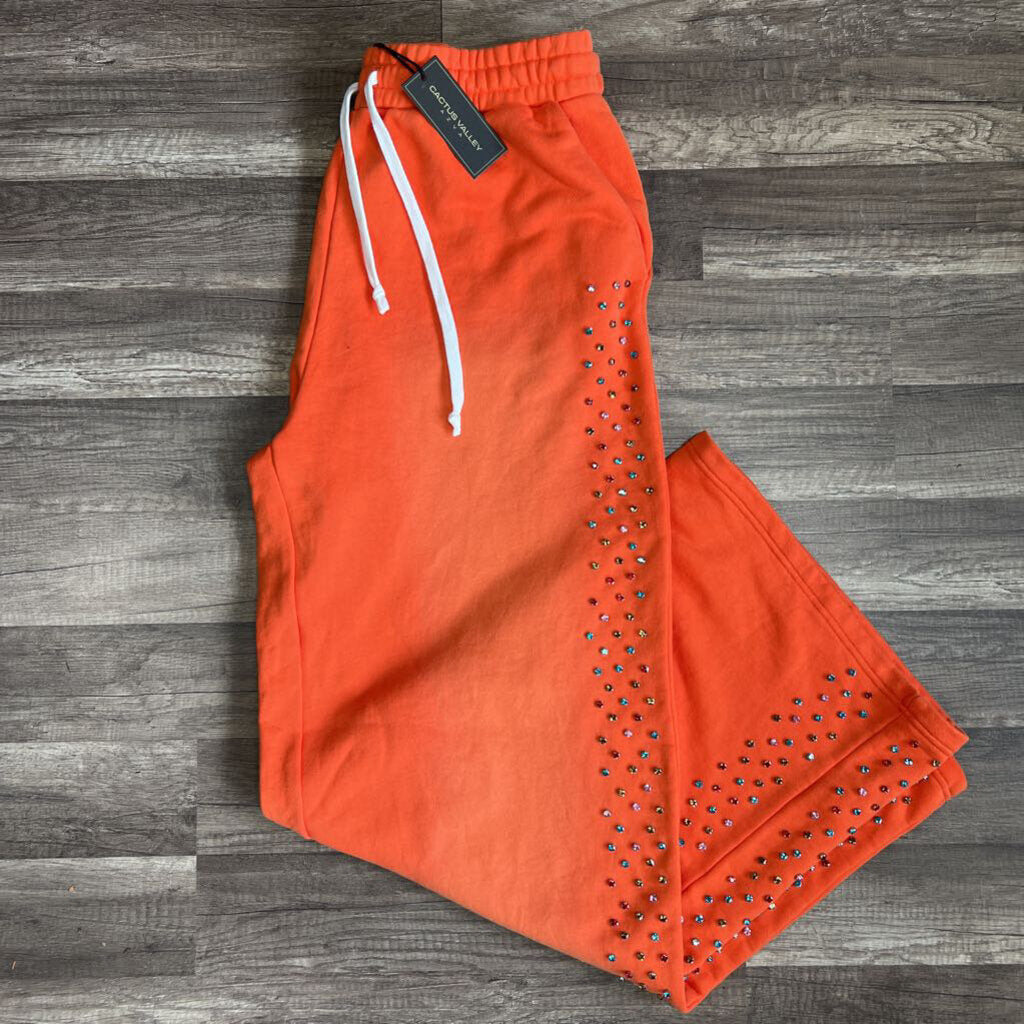 Cactus Rhinestone Sweatpants Orange