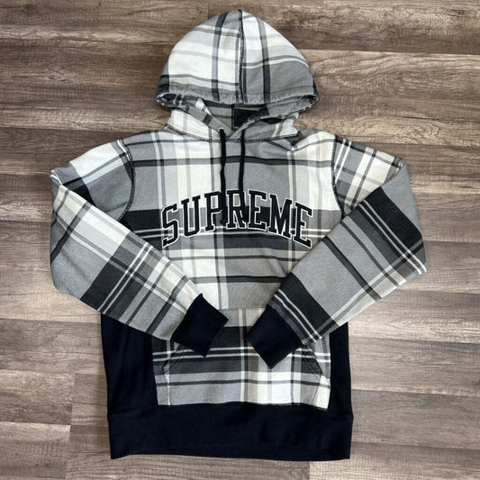 Supreme Black White Flannel Hoodie