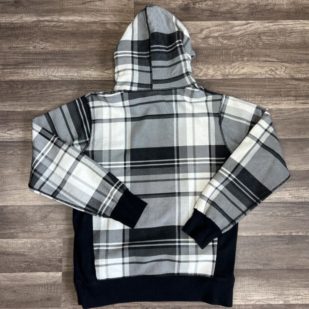 Supreme Black White Flannel Hoodie