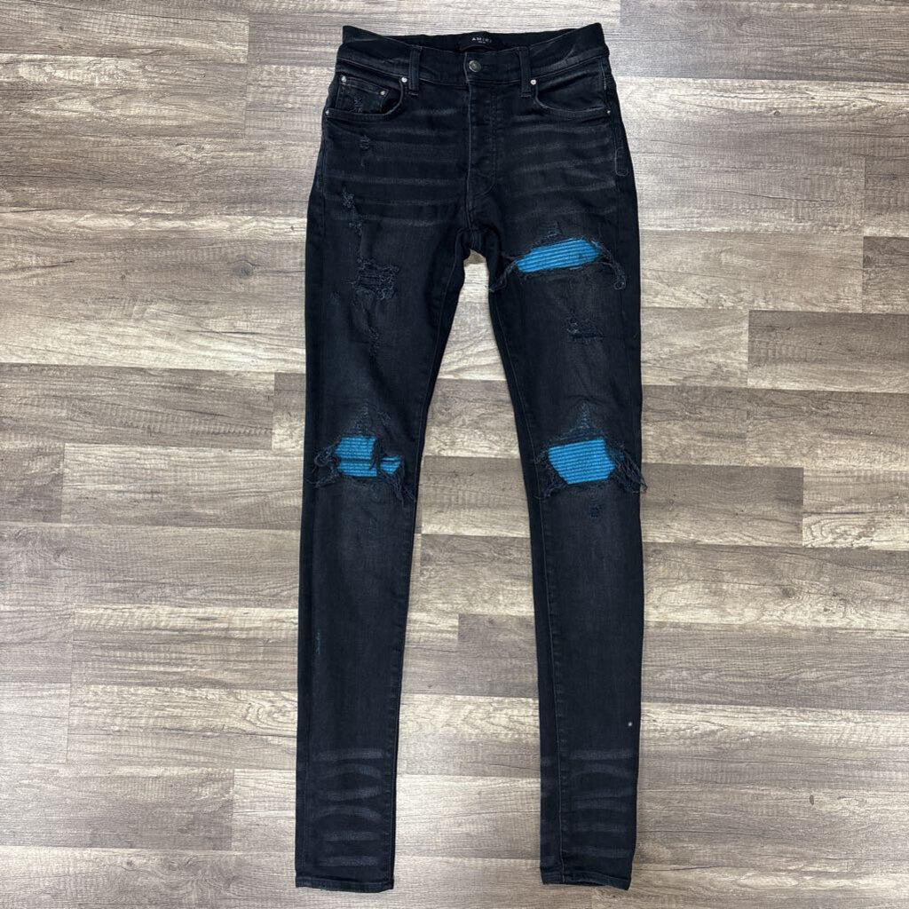 Amiri Jean Mx-1 Black Blue Patch