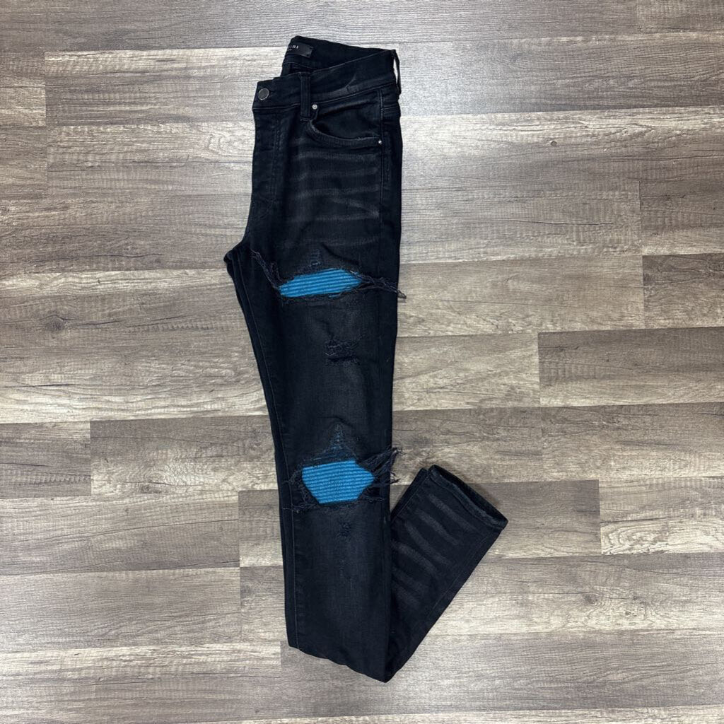 Amiri Jean Mx-1 Black Blue Patch