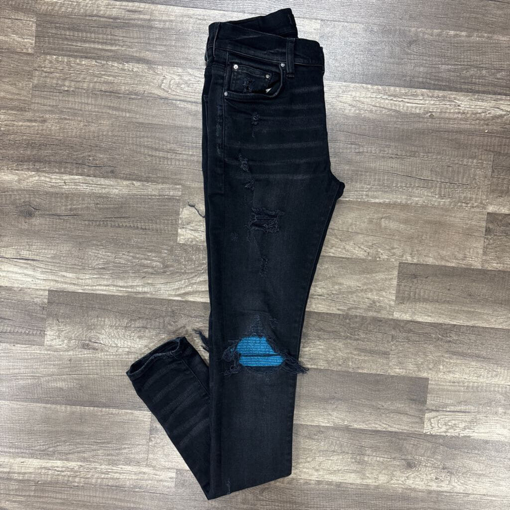 Amiri Jean Mx-1 Black Blue Patch