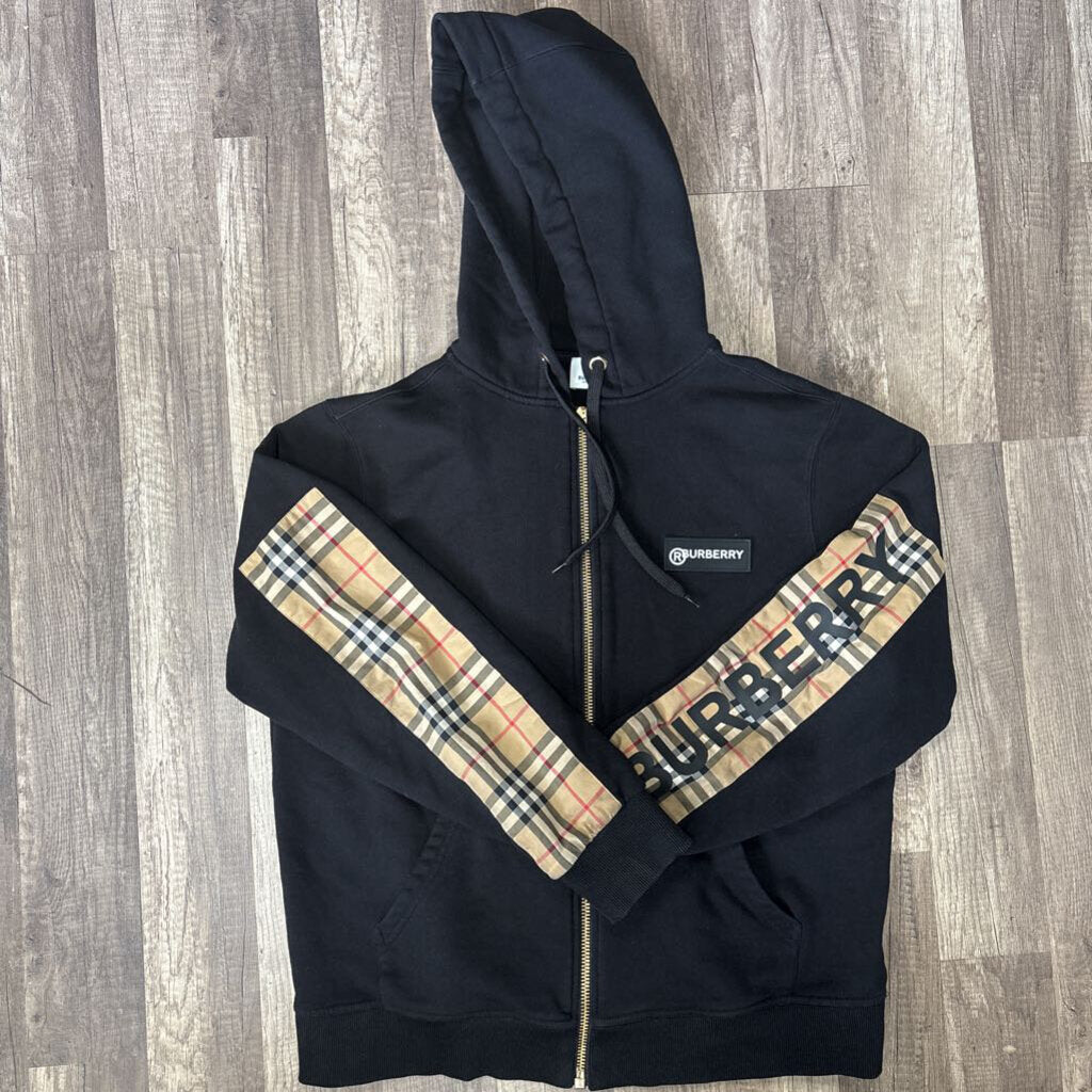Burberry Zip Hoodie Black Paneled Check