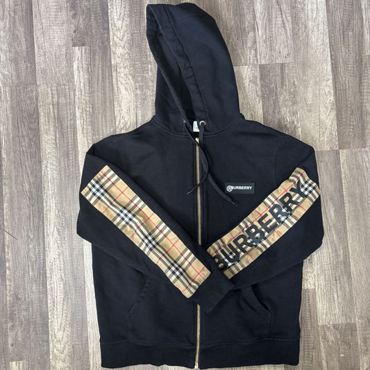 Burberry Zip Hoodie Black Paneled Check