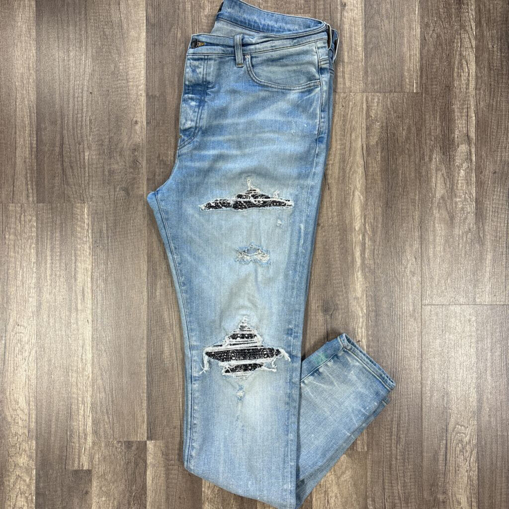 Amiri Jean Mx-1 Bandana Patch Blue