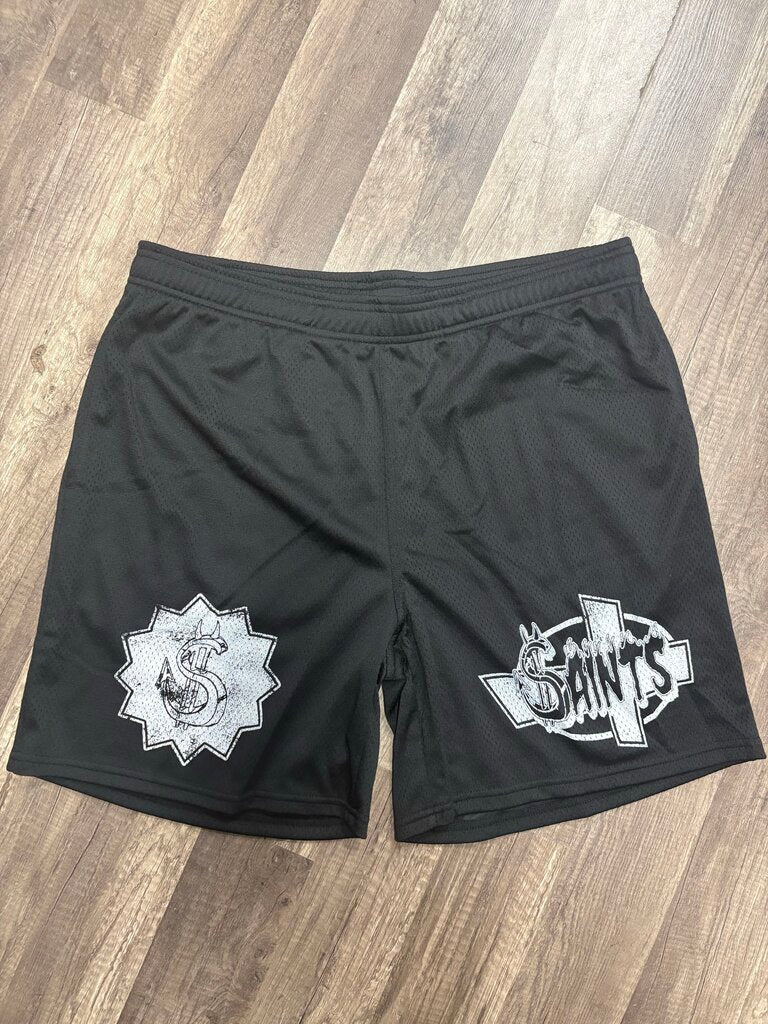 Saints Black Mesh Shorts