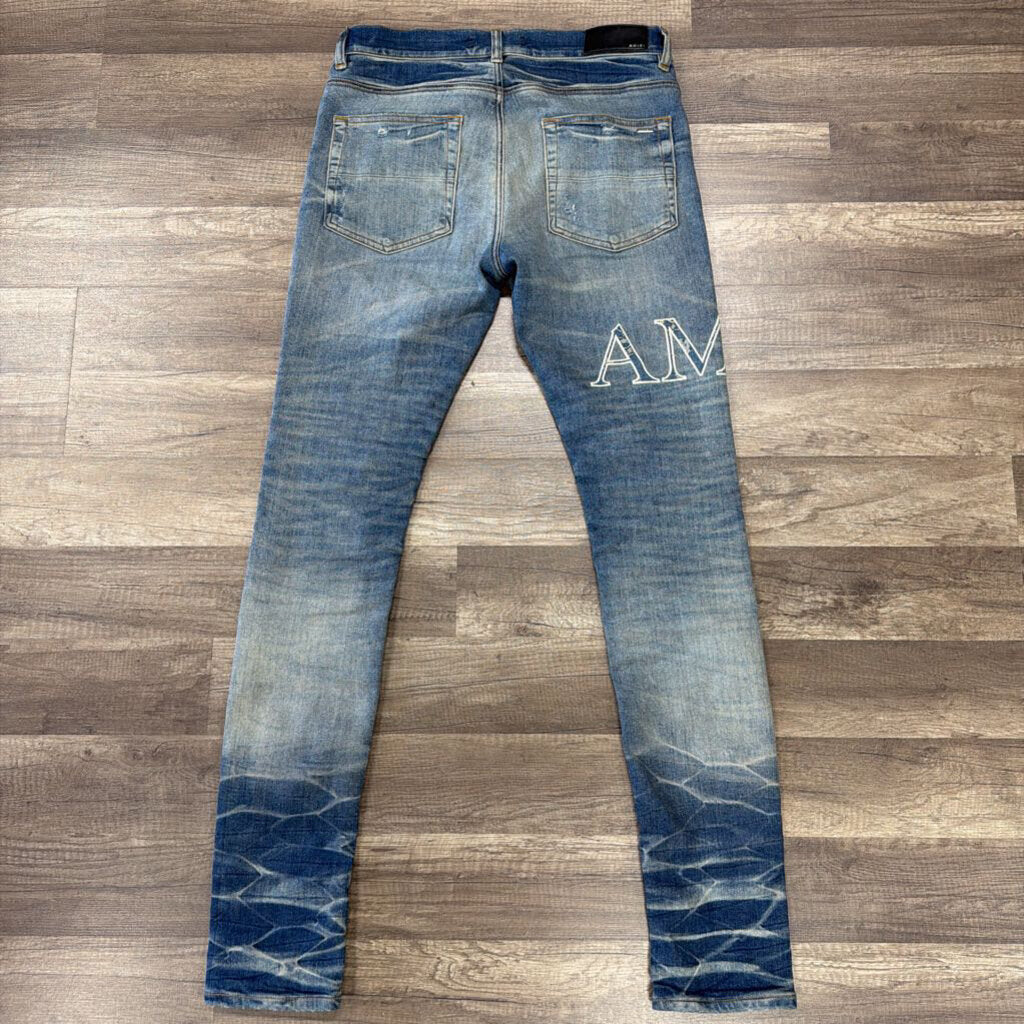 Amiri Jean Blue Paisley Logo