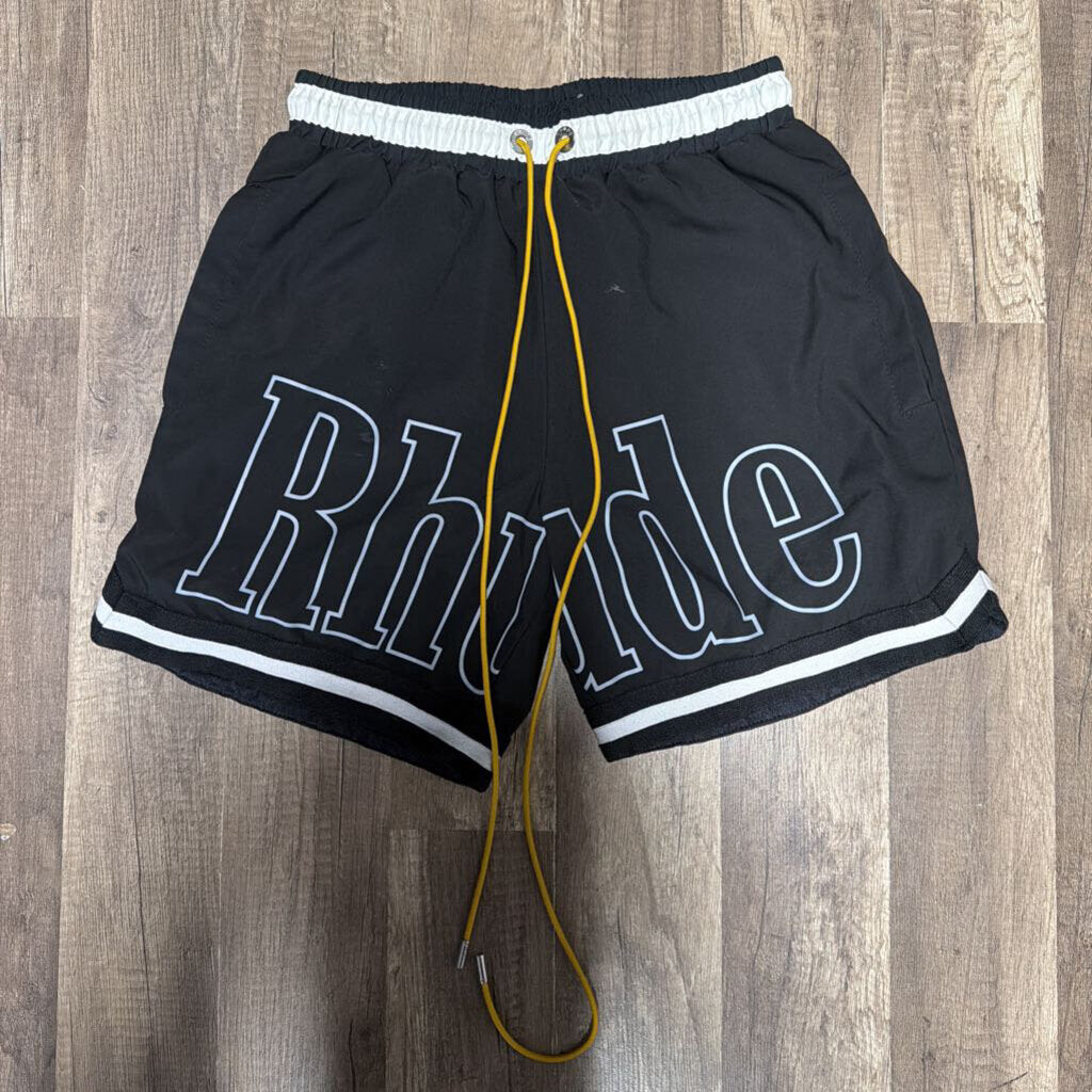 Rhude Black Shorts White Logo