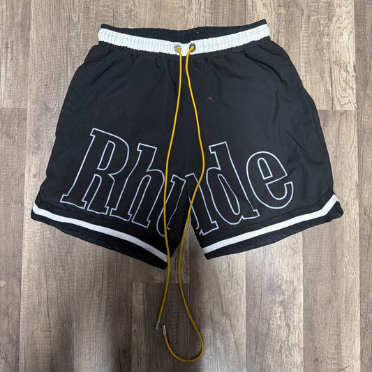 Rhude Black Shorts White Logo
