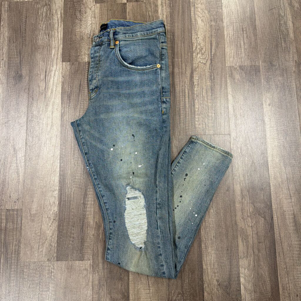 Purple Jean Sandwash Paint Splatter