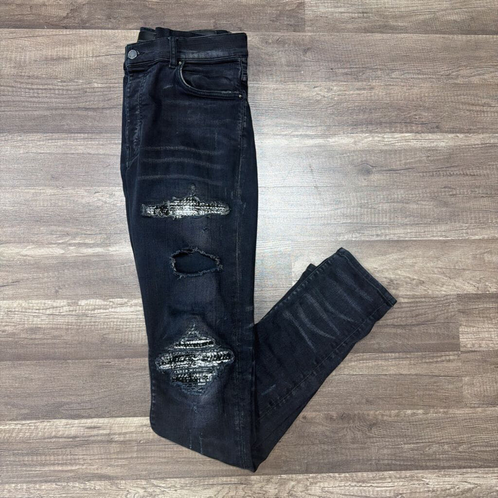 Amiri jean mx1 black white knit patch