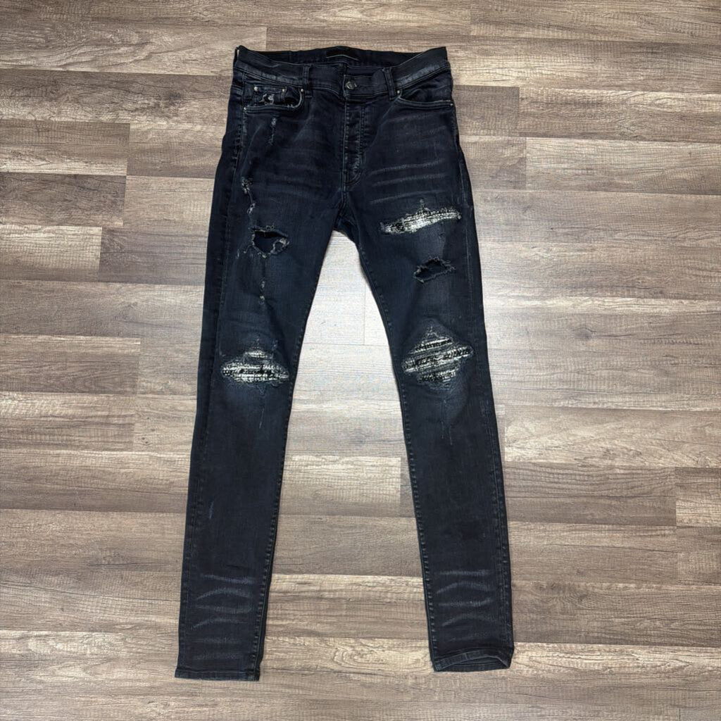 Amiri jean mx1 black white knit patch