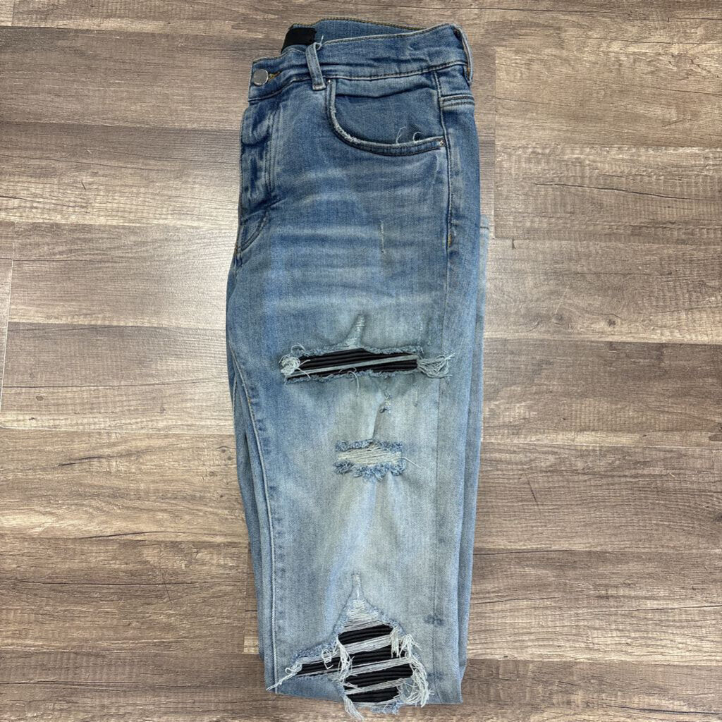Amiri jean mx1 black leather patch