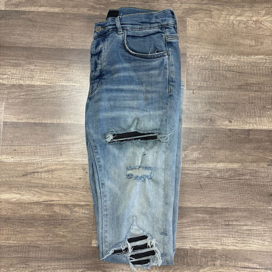 Amiri jean mx1 black leather patch